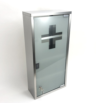 Applied for apartment household wall rack medicine box / office tidy stainless steel etc. 4 With Door First Aid Medical Box Medicine Storage Kit Glass Cabinet